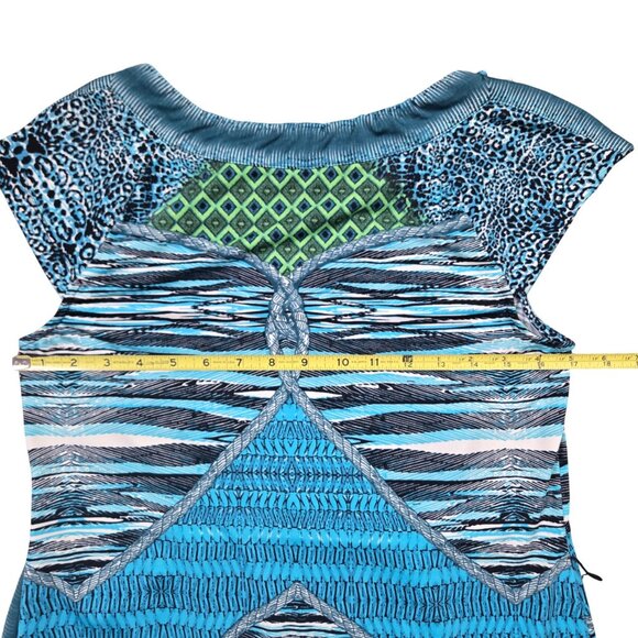 Beige by Eci Turquoise Black Fit Flare Dress 10 Designer Details Turquoise Black - Picture 9 of 14